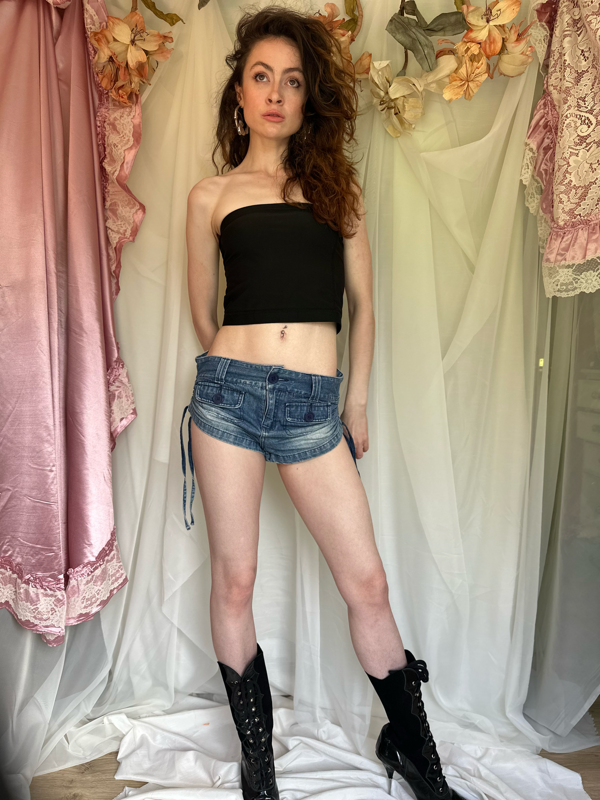2000s Lace Up Mini Shorts